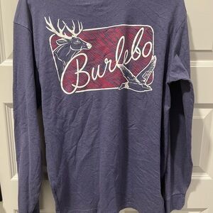 TWO Burlebo Blue Long Sleeve Shirt with Deer and Bird Design LOT OF 2